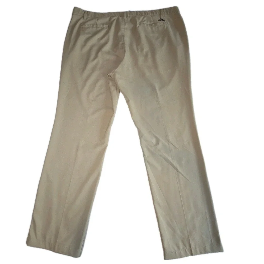 ADIDAS Golf Pants Mens 40x32 Beige Straight Fit Performance Flat Front
